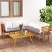 George Oliver Avimael Solid Wood 6 - Person Seating Group w/ Cushions Wood/Natural Hardwoods in Brown/White | 25.6 H x 23.6 W x 25.6 D in | Outdoor Furniture | Wayfair