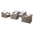 Living Source International Fully Assembled 5 Piece Multiple Chairs Seating Group w/ Sunbrella Cushions |Convenient Sofa Metal in Gray | Outdoor Furniture | Wayfair