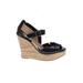 Mia Wedges: Black Solid Shoes - Women's Size 9 - Open Toe