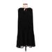 Ann Taylor LOFT Casual Dress - A-Line Tie Neck Sleeveless: Black Solid Dresses - Women's Size 8