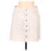 Zara Denim Skirt: White Solid Bottoms - Women's Size Medium