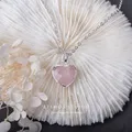 ITSMOS Natural Heart Rose Quartz Pendant Necklace 925 Silver Pink Love Facet Gemstone Necklace for