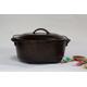 Lodge Casserole Pot. Black Cast Iron Dutch Oven. Chemical Free non-Stick. Heavy Cooking Dish. Lid. Vintage Kitchen C1970s