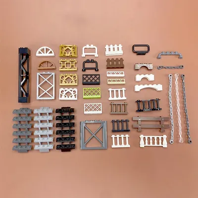 Stadt Moc Teile Bausteine Ketten zaun Geländer Treppen barriere Leiter Schloss Garten Militär Ziegel Spielzeug kompatibel mit Lego Image