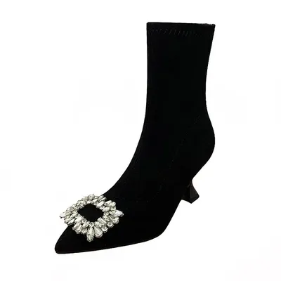 Heißer Verkauf Herbst Winter Schuhe Frauen Spitz Frauen Stiefel High Heels Frauen Stiefel Zapatos De Mujer