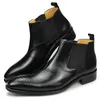 Hochwertige Stiefeletten Loafer Sommerkleid Schuhe für Männer Echt leder Mode Brogue elegante Winter/Frühling Business schwarz