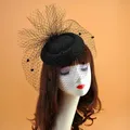 Fascinators für Frauen elegante Blume schwarzer Hut Wolle Filzhüte Vintage Hochzeits kleid Fedoras