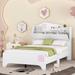 Wooden Full or Twin Size House Bed with Storage Headboard, Funny Kids Bed with Shelf, Bed Frame with Different Stickers