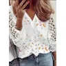 Blusas para mujer primavera Solid Button Lace Splice camicia donna Top White Women Blusas De Mujer
