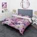 Designart "Springtime Purple Blossoms Botanical Pattern III" cottage bedding covert set with 2 shams