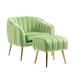 Modern Velvet Accent Chair with Ottoman for Living Room/Bedroom/Nail Salon