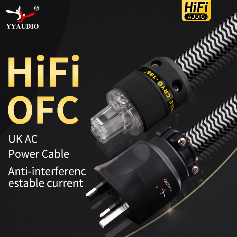 YYAUDIO HIFI verstärker OFC Reinem Kupfer Rhodium Überzogene UK IEC AC Weiblich Männlich Power Plug Power Kabel Draht Image
