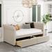 Twin Size Upholstered daybed with Drawers Wood Slat Support
