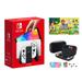 2023 Newest Nintendo Switch OLED Model White Joy-Cons Console 32GB Internal Storage Bundle with Super Mario Bros.U Deluxe & 10 in 1 Accessory Case