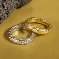 Wasserdicht Nicht Trüben Schmuck Gold Silber Farbe Ring Edelstahl Zinn Folie Stil Stein Muster Ring
