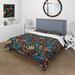 Designart "Boho Tribal Snake Bohemian Pattern" Blue Floral bedding covert set with 2 shams