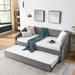 Twin Size Fabric Daybed with Trundle Upholstered Tufted Sofa Bed