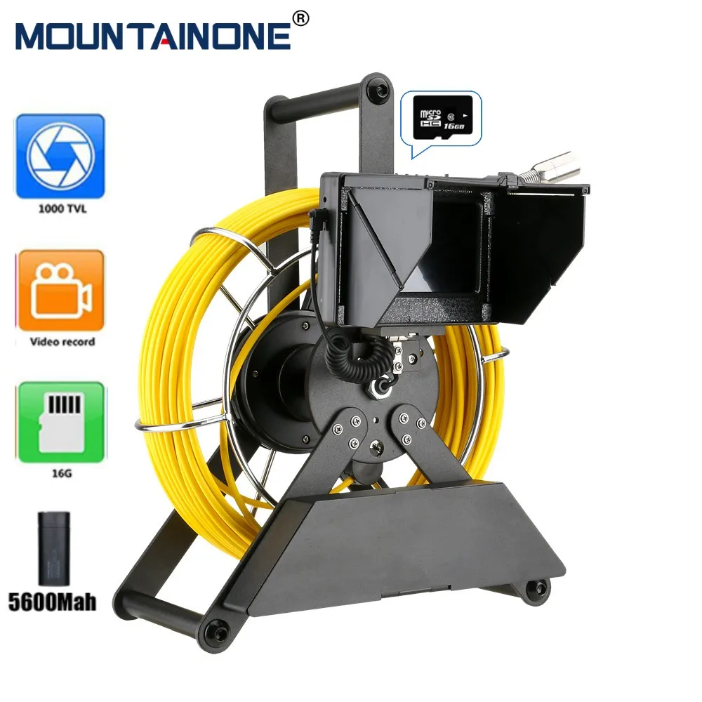 MOUNTAINONE 4.3 "IPS telecamera per endoscopio per fognatura HD 1200TVL IP68 5600MHA batteria 17mm telecamera per ispezione endoscopio per ispezione di tubi