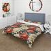Designart "Luxurious Red And Beige Flowers Damask " Beige Damask bedding set with shams