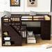 L Shaped Bunk Bed for 3, Triple Bunk Bed with 3 Drawers Portable Desk & Wardrobe, Twin-Twin over Full Bunk Bed, Wood Corner Beds