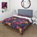 Designart "Boho Pink And Blue Feather Fusion I" Cottage Bedding Covert Set With 2 Shams