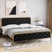 Bed Frame with Elegant Button Tufted Curved Headboard