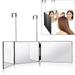 RUseeN 3 Way Mirror for Hair Cutting 360 Trifold Mirror with Height Adjustable Telescoping Hooks for Hair Styling for Makeup Hair Coloring Braiding DIY Haircut Tool are Good Gifts for Men Women