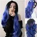 SUCS Curly Purple Hair Wig Cosplay Women Straight Long Full Wavy Synthetic Pink wig