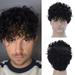 SUCS European And American Wigs For Men Short Curly Hair Black Chemical Fiber Wigs