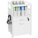 Topeakmart Industrial Mobile File Cabinet with Open Storage Shelf for Office White