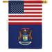 28 x 40 in. USA Michigan American State Vertical House Flag with Double-Sided Decorative Banner Garden Yard Gift