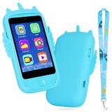 SHANNA Kids Smart Toys Phone with Calls SOS 2.8 Touchscreen Toy Phone with SD Card for Girls Boys 19 Learning Games MP3 Music Player Camera Blue