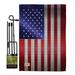 BD-CY-GS-108393-IP-BO-D-US17-BD 13 x 18.5 in. Steel of Pride American Flag Flags the World Nationality Impressions Decorative Vertical Double Sided Garden Set with Banner Pole