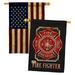 BD-MI-HP-108063-IP-BOAA-D-US11-BD 28 x 40 in. Military Impressions Decorative Vertical Double Sided USA Vintage Fire Fighter Americana Applique House Flags - Pack of 2