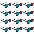 Red Blue Glasses 20pcs Portable Plastic 3D Glasses Red Blue Lens Black Frame Cinema Glasses