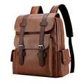 Weloille 15.6 Inch Leather Laptop Backpack For Men Work Business Travel Office Backpack College Bookbag Casual Computer Backpack Fits Notebook