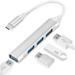 JINGYANG Type C to USB 3.0 Hub USB C to USB Adapter Hub with USB 3.0 2.0 Ports Aluminum Thunderbolt 3 to USB 3.0 Hub Adapter for New MacBook Pro/Air iPad Pro and other Laptop with TypeC Port Silver