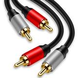 Tan QY 2RCA to 2RCA Cable 20Ft Gold-Plated 2 RCA Male to 2 RCA Male Stereo Audio Cable for Home Theater HDTV Gaming Consoles Hi-Fi Systems (20Ft/6M)