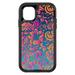 DistinctInk Case for iPhone 15 PLUS (6.7 Screen) - OtterBox Defender Custom Black Case - Pink Orange Blue Flower Floral