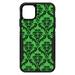 DistinctInk Case for iPhone 11 Pro MAX (6.7 Screen) - OtterBox Commuter Custom Black Case - Green Black Damask Pattern - Floral Damask Pattern