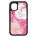 DistinctInk Case for iPhone 15 (6.1 Screen) - OtterBox Defender Custom Black Case - Hot Pink Blue White Marble Image Print - Printed Marble Image