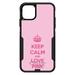 DistinctInk Case for iPhone 13 MINI (5.4 Screen) - OtterBox Commuter Custom Black Case - Keep Calm and Love Pink