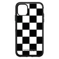 DistinctInk Case for iPhone 14 PRO (6.1 Screen) - OtterBox Symmetry Custom Black Case - Black White Checkered Flag Geometric - Geometric Checkered Pattern