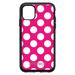 DistinctInk Case for iPhone 13 PRO (6.1 Screen) - OtterBox Symmetry Custom Black Case - White & Hot Pink Polka Dots