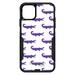 DistinctInk Case for iPhone 11 PRO (6.1 Screen) - OtterBox Commuter Custom Black Case - Purple White Alligators - Cartoon Alligators