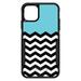 DistinctInk Case for iPhone 11 PRO (6.1 Screen) - OtterBox Commuter Custom Black Case - Black White Blue Chevron - Black & White Chevron Stripes Pattern