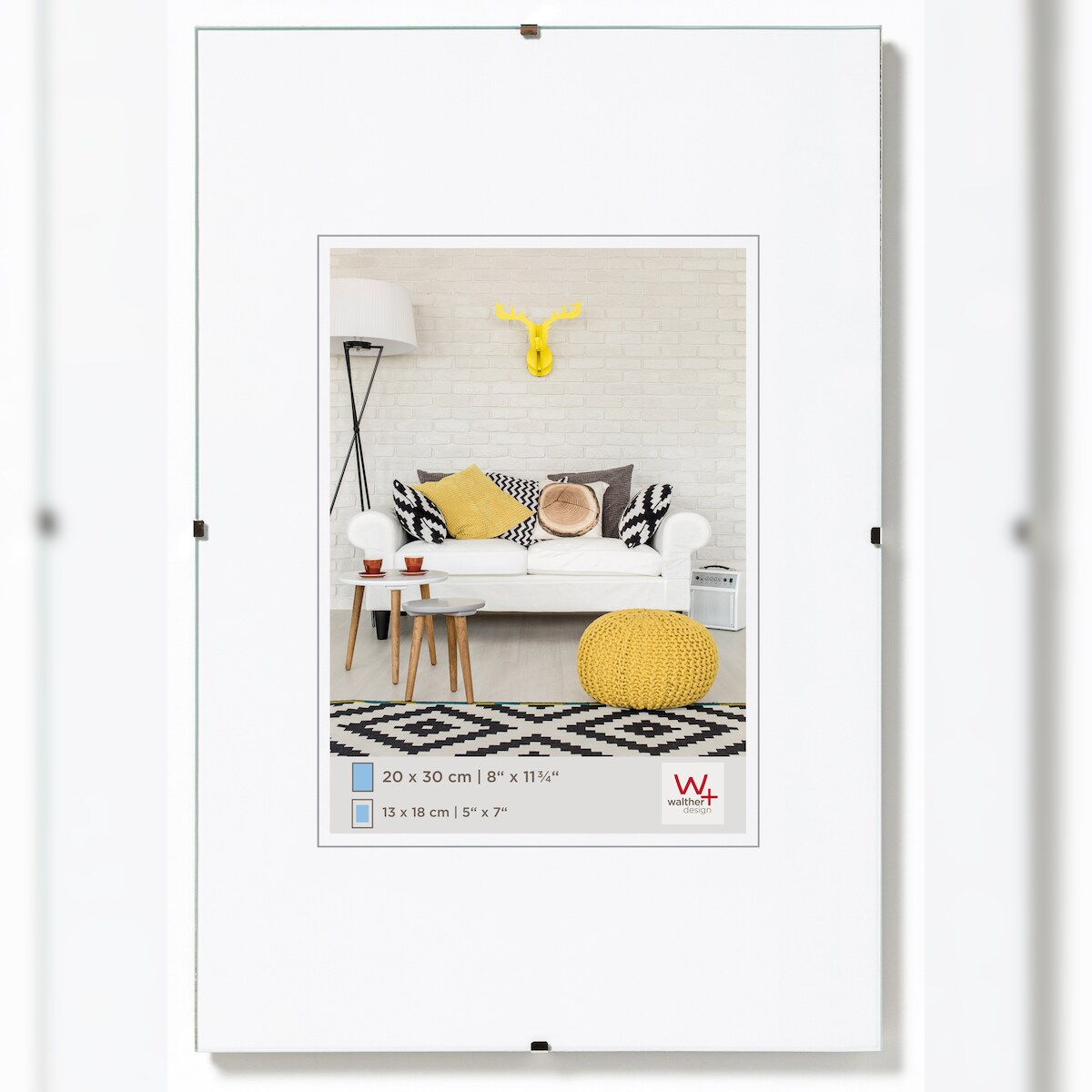 walther + design Rahmenlose Bildh. 50x70 cm Klarglas Image