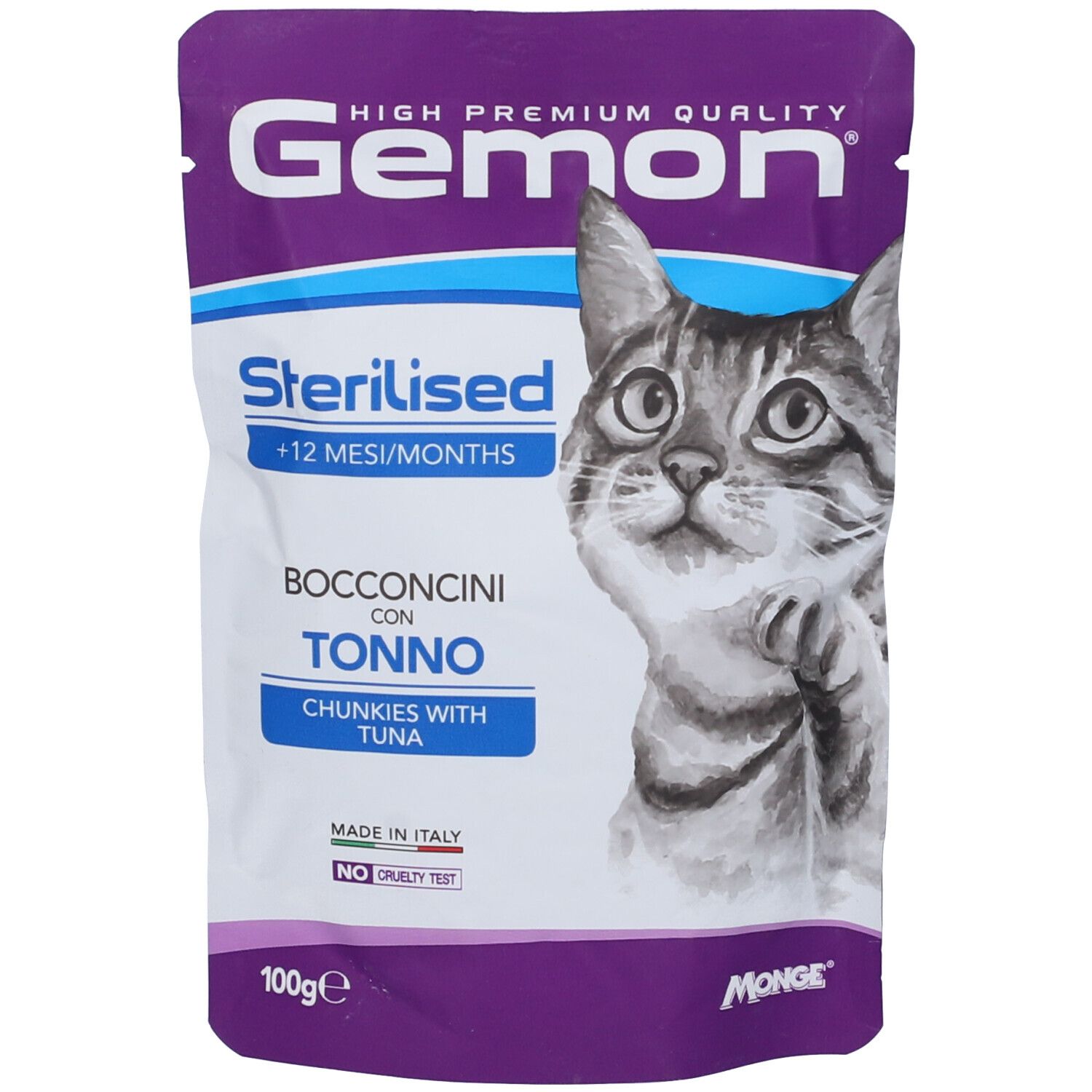 Monge Gemon Bocconcini Tonno Gatti Sterilizzati +12m 100 g Mangime