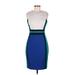 Calvin Klein Casual Dress - Sheath Crew Neck Sleeveless: Blue Color Block Dresses - Women's Size 6