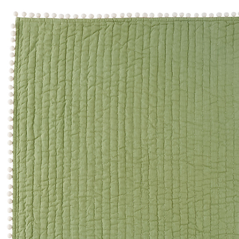 Audree Pom Pom Quilt - Sage, Twin - Ballard Designs